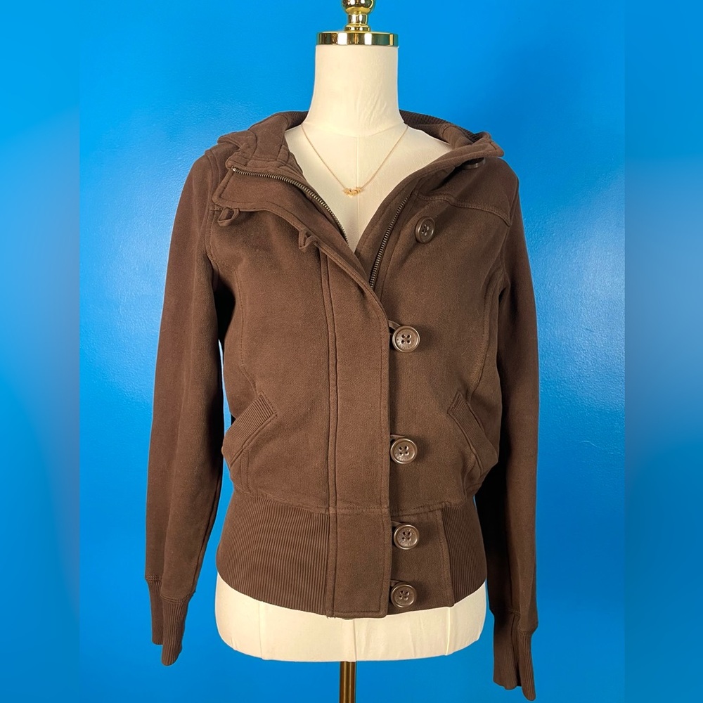 Gap Women's Brown Button-Down Hoodie Jacket, Sz S… - image 2